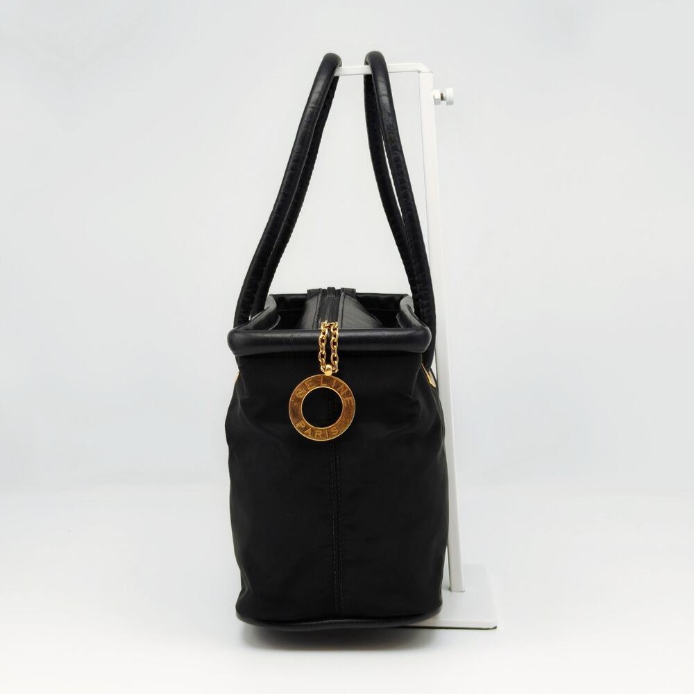 Vintage Celine Paris Black Nylon Leather Trim Tote Handbag Italy - Picture 4 of 12